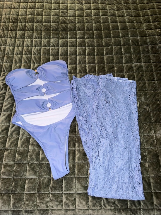 Other - Lavender One-Piece Swim with Lace Cover-Up - Unbranded